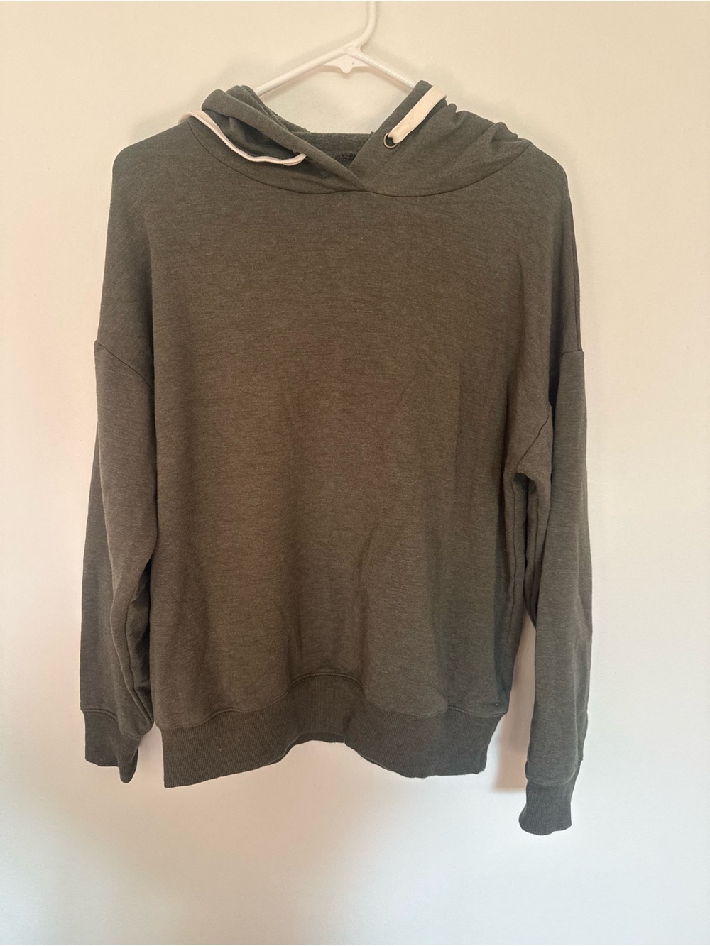 Buffalo David Bitton Olive Green Crewneck Hoodie with White Drawstrings